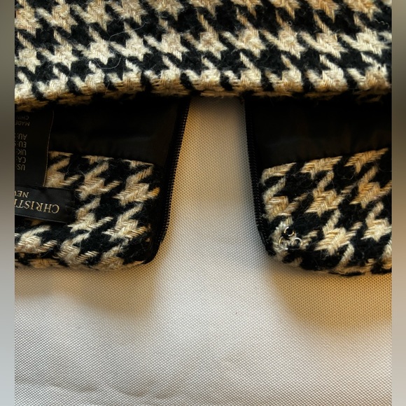 CHRISTIAN SIRIANO BLACK & TAN HOUNDSTOOTH ZIPPERED LINED MINI SKIRT  SZ S - Picture 6 of 12